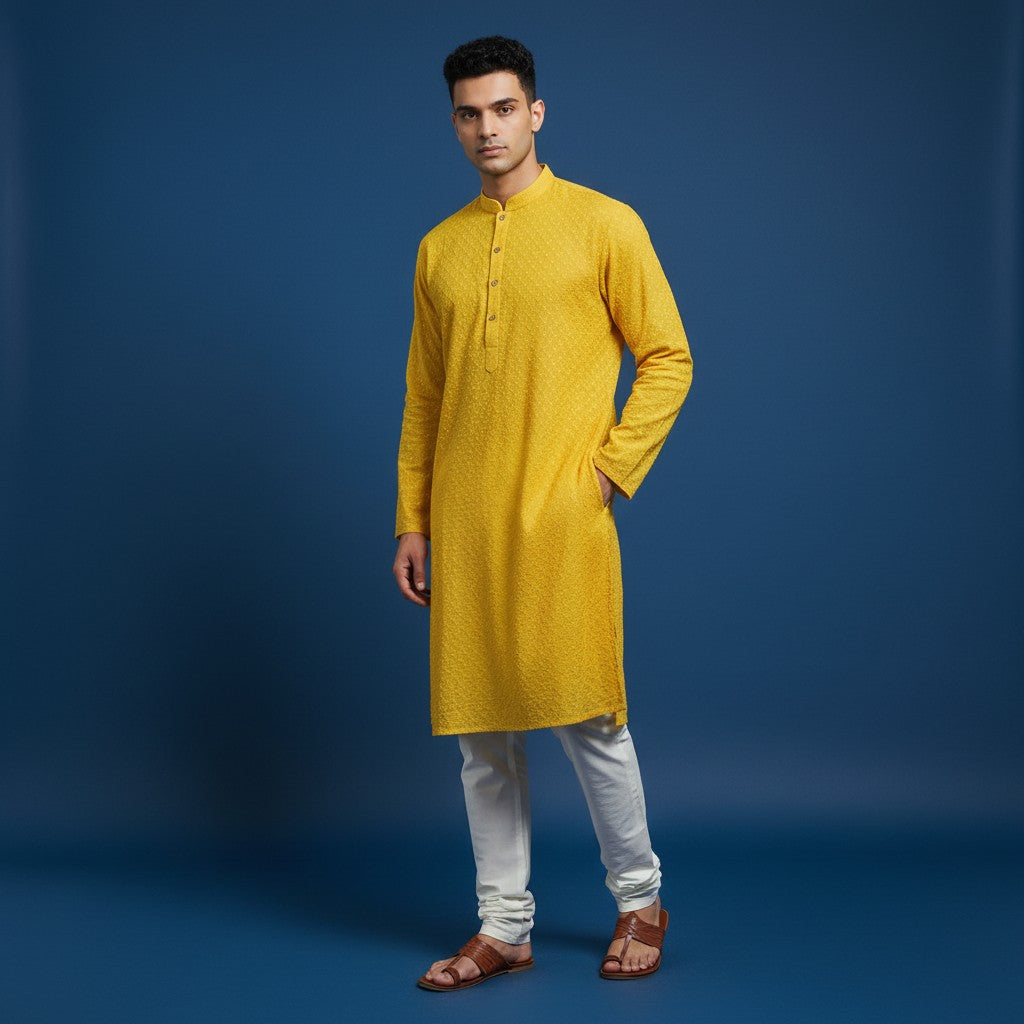 Chikankari Embroidered Sequinned Kurta Set