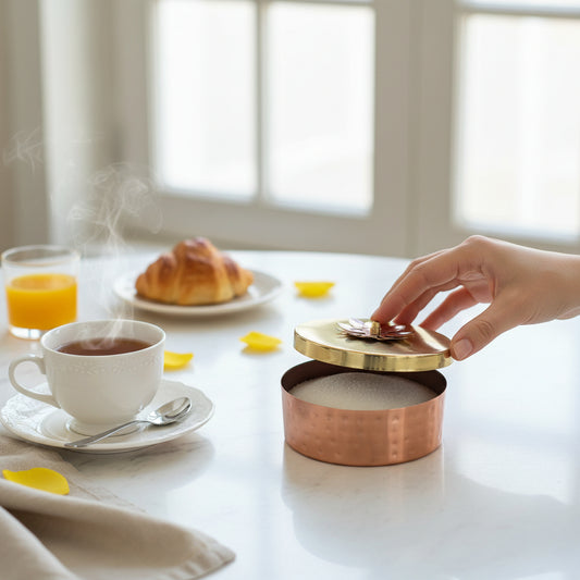 Mixed Metals Hammered Floral Trinket Box