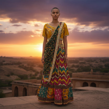 Patola Silk Zig-zag Pattern Lehenga
