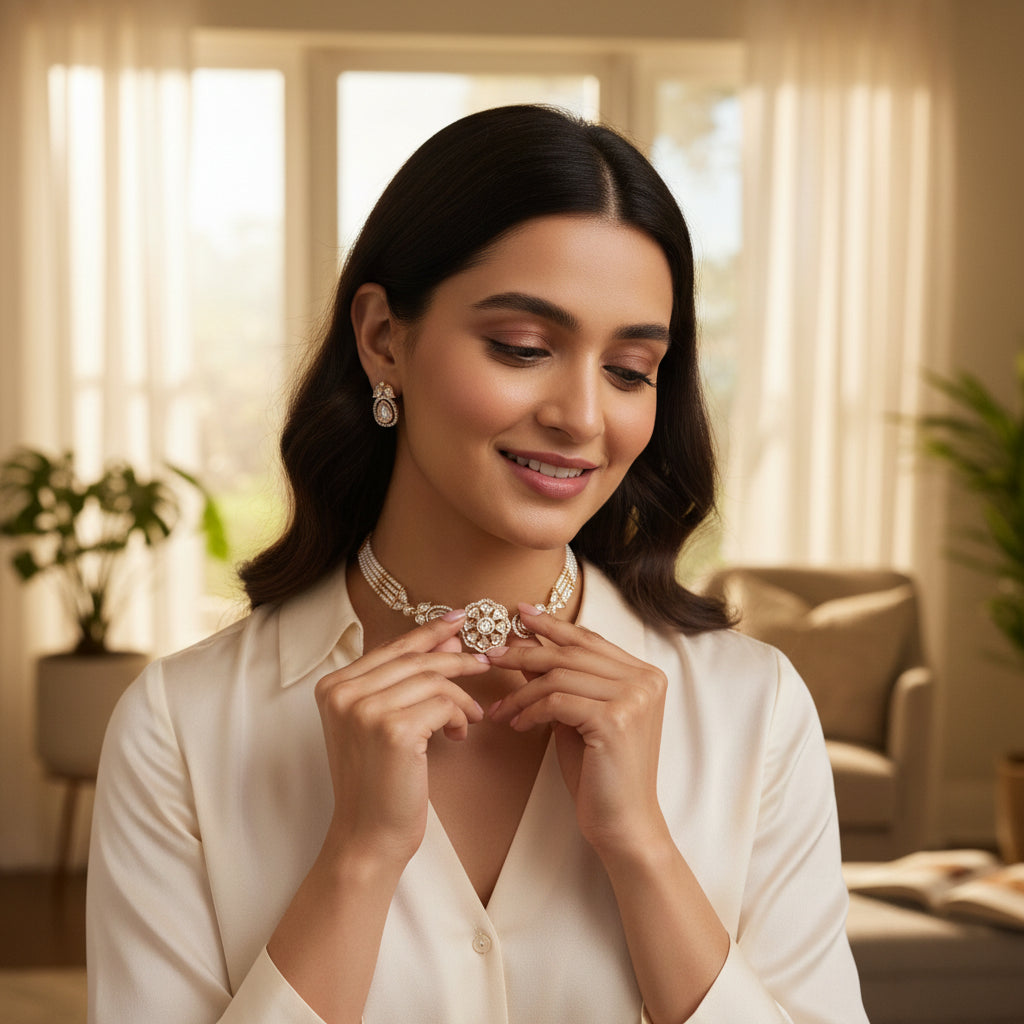 Gold Plated Floral Motif Jewelry Set
