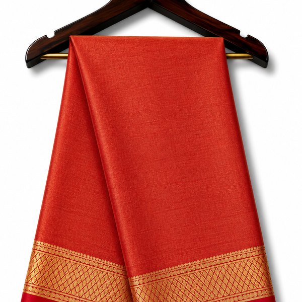 Mysore Pure Silk Crepe Tissue Saree (120gsm) - Terracotta