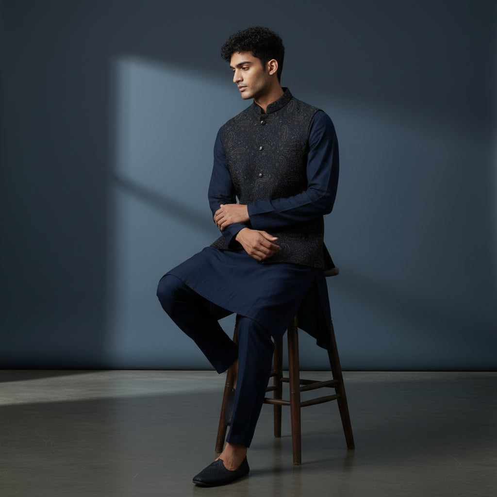 Cotton Silk Blend Kurta Set 3 Piece