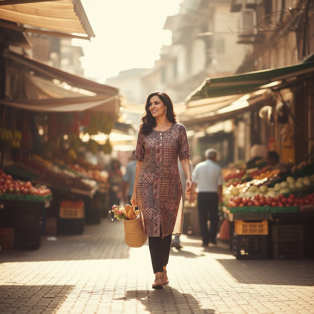 Patchwork Style Printed Kurti