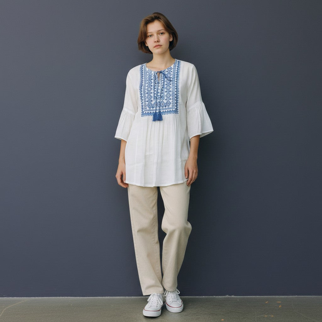 Turquoise Embroidered Tunic