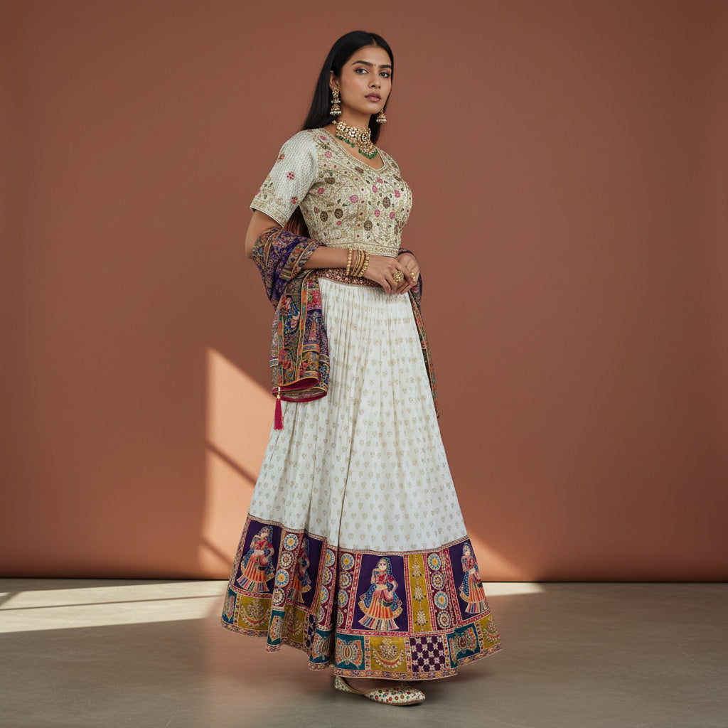 Embroidered Fabric Lehenga for Festive Events