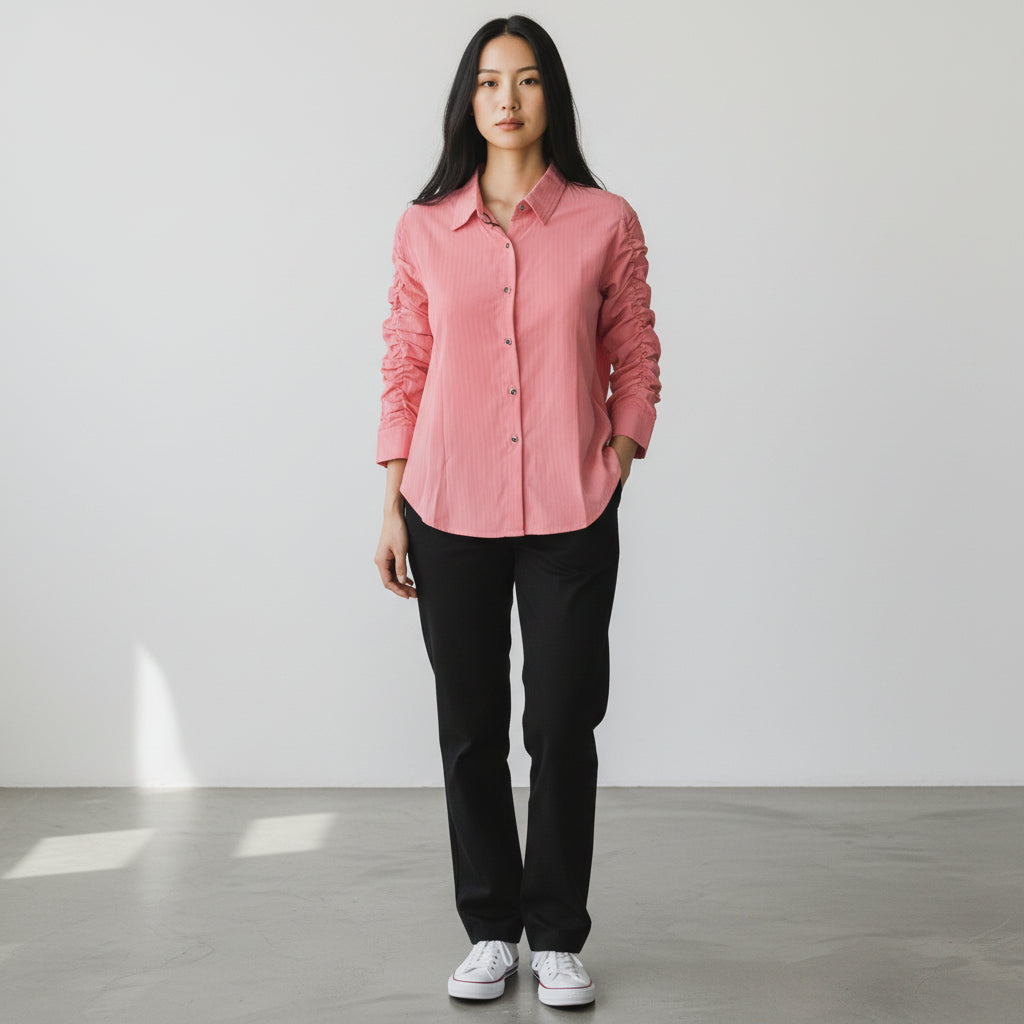Stretchable Satin Ruched Shirt