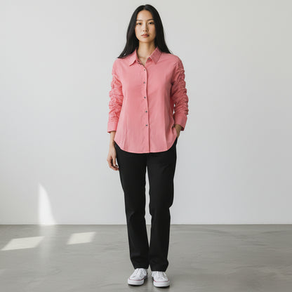 Stretchable Satin Ruched Shirt