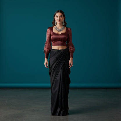 Sheer Organza Blouse with Sweetheart Neckline