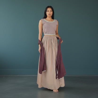 Textured Georgette Embroidered Long Jacket Over Floor-Length Dress