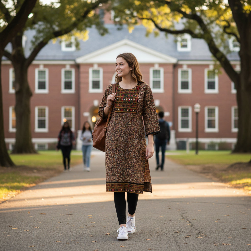 Cotton Kurta Floral Paisley Print Traditional Everyday Wear