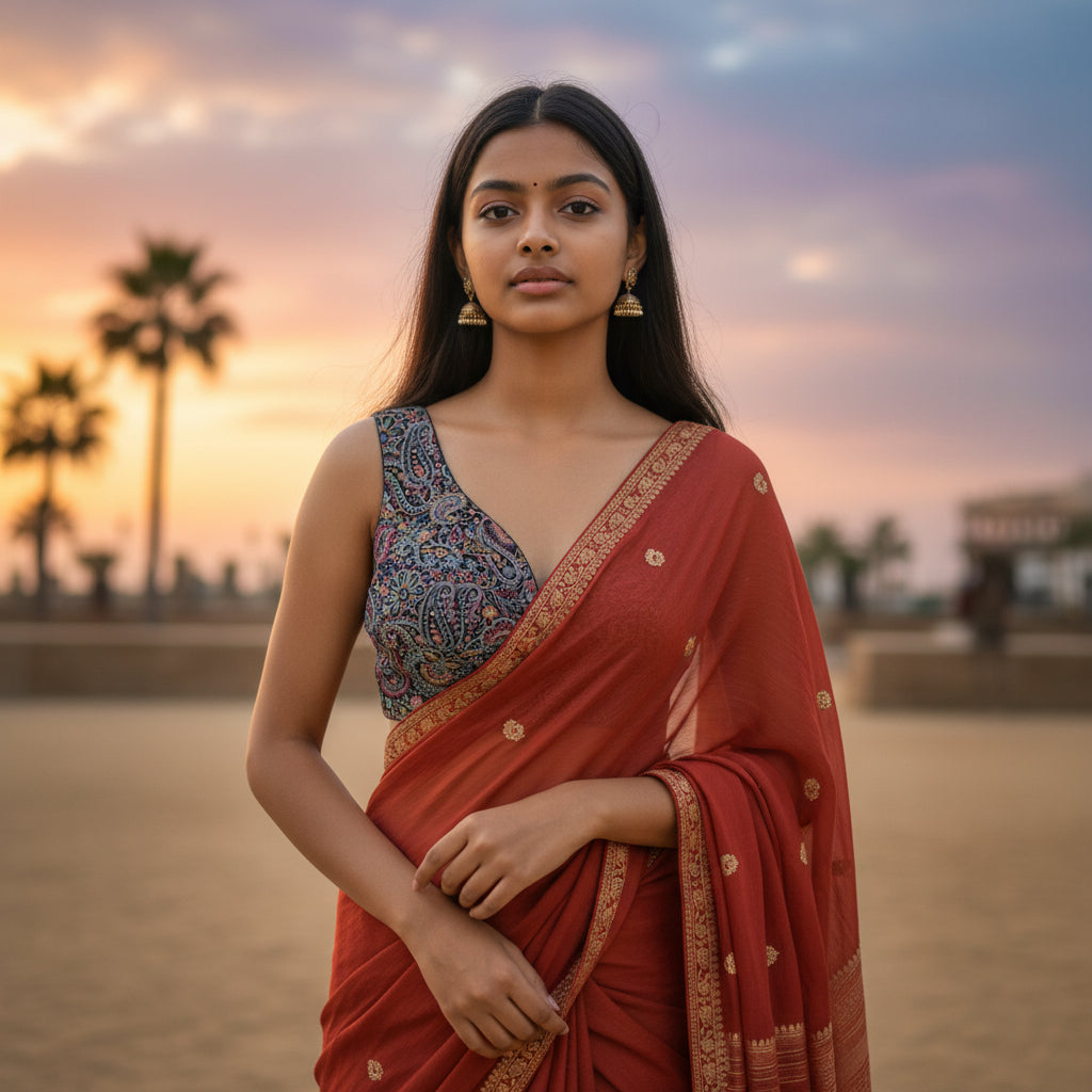 Paisley Threadwork Blouse for Special Events