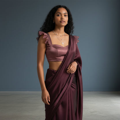 Soft Satin Organza Ruffle Sleeve Blouse