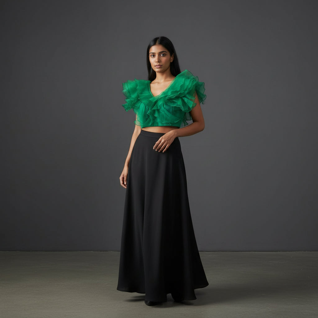 Organza Multi-Layer Ruffle Designer Blouse