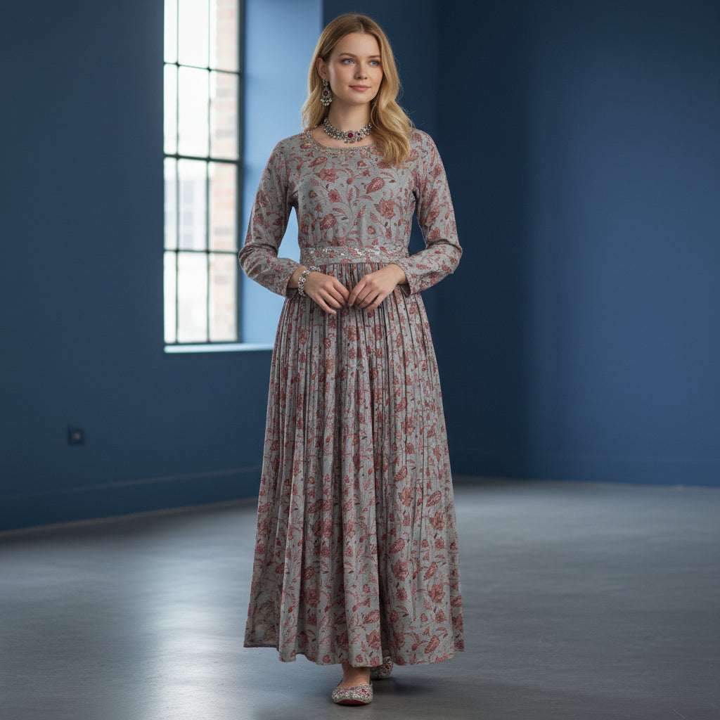 Pleated Chiffon Gown