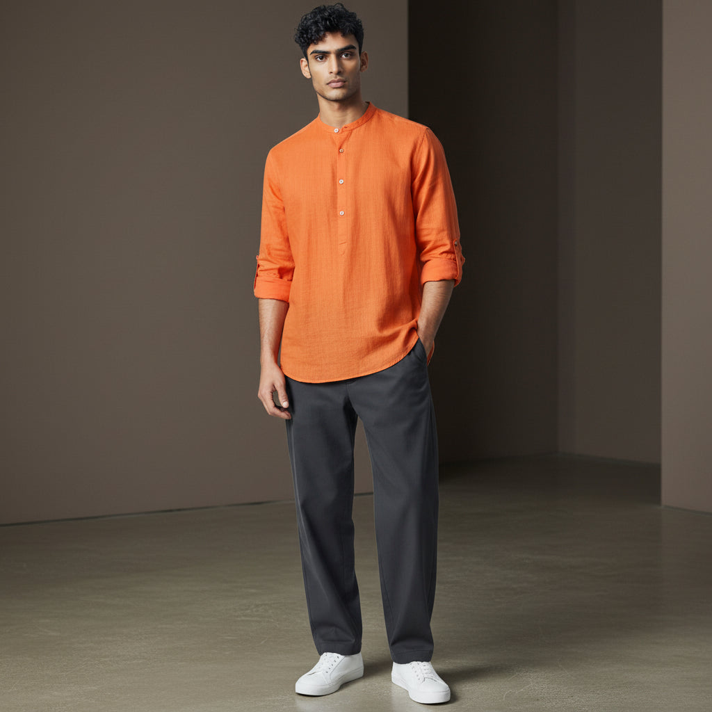 Linen Cotton Half Kurta Casual Wear