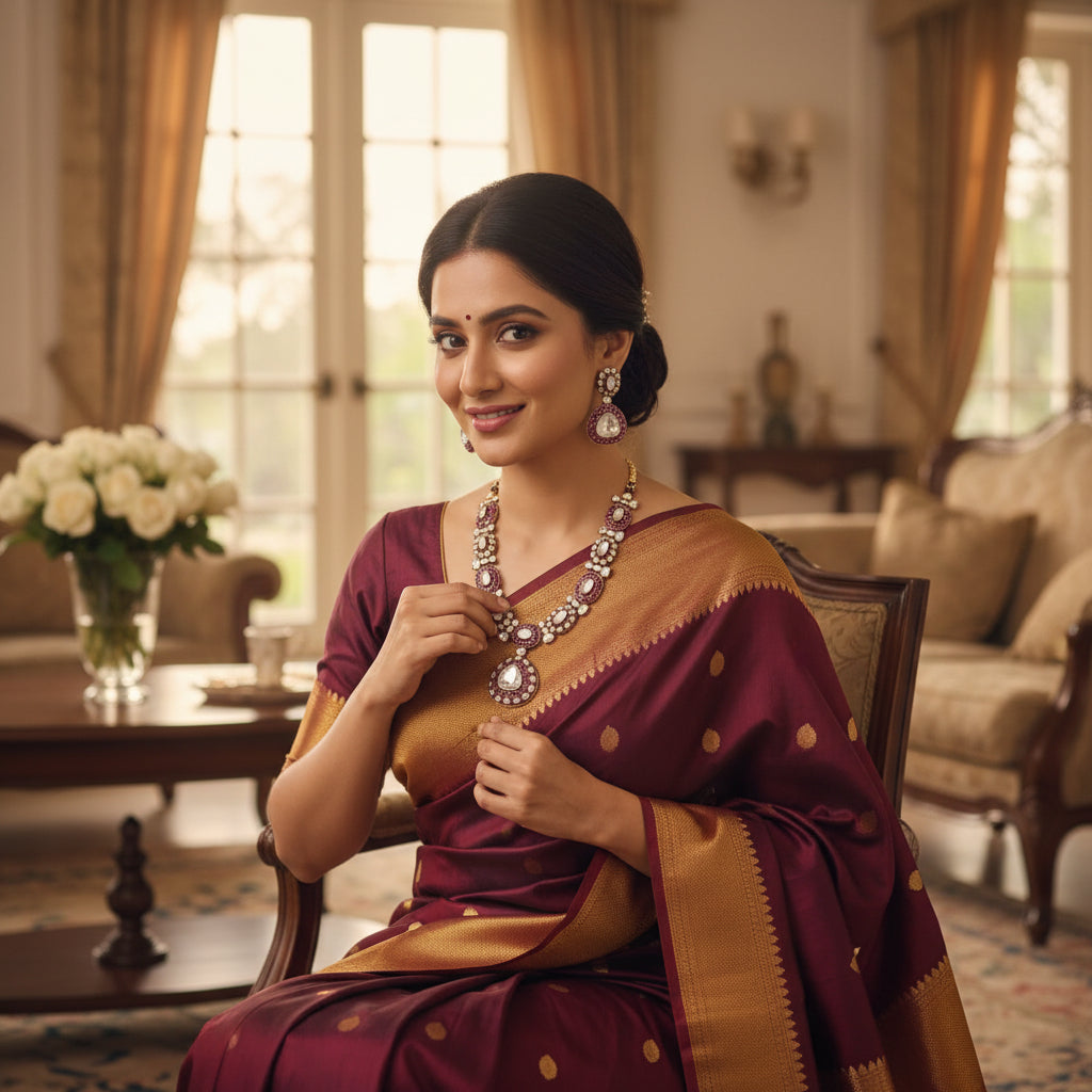 Gold Plated Jewelry Set with Faceted Stones