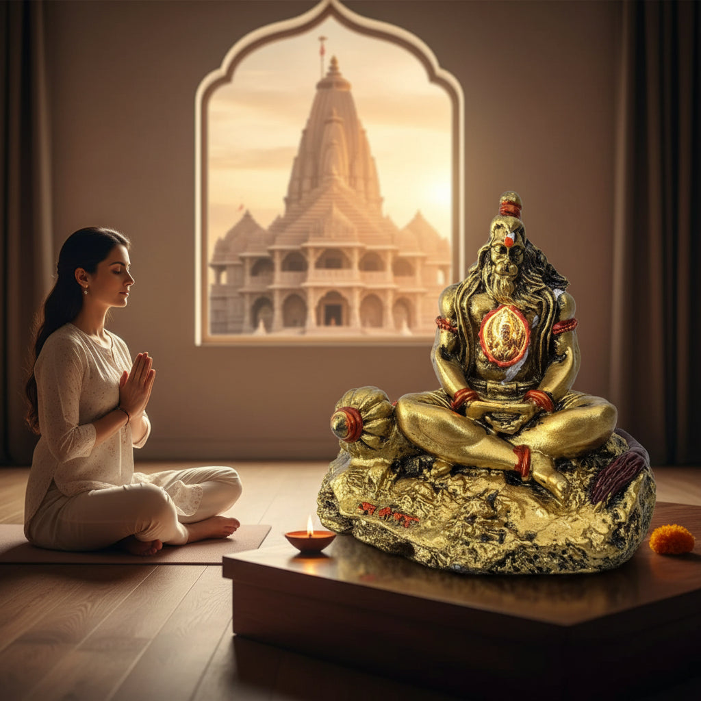 Gold Finish Spiritual Hanuman Idol