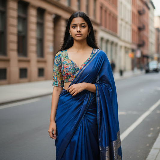 Patchwork Embroidery Blouse Multicolor