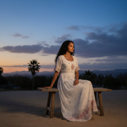 Georgette Floral Embroidered Long Dress