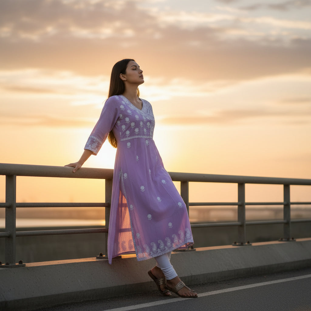 Pure Cotton Chikankari Print Kurta