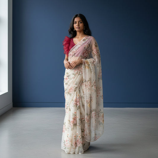 Organza Multi-Layer Ruffle Designer Blouse