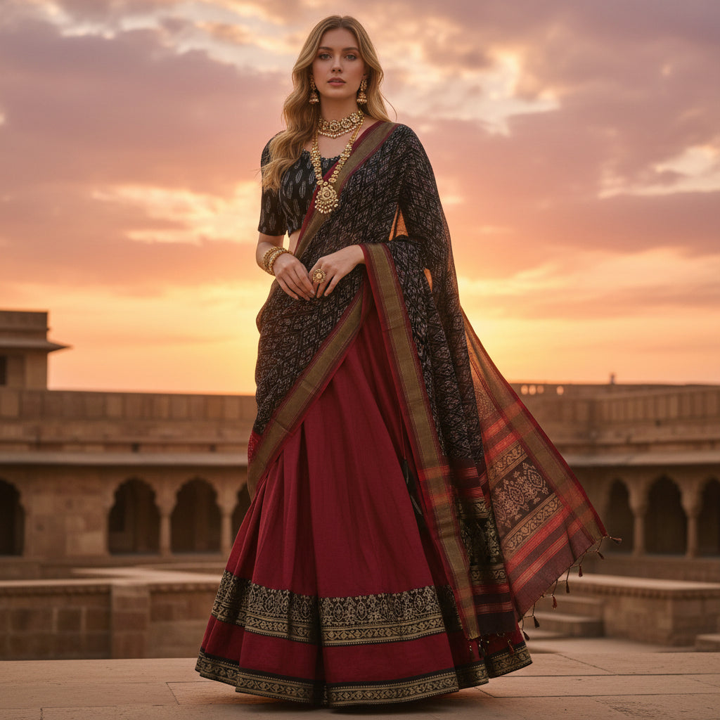 Silk Ikat Print Crop Top