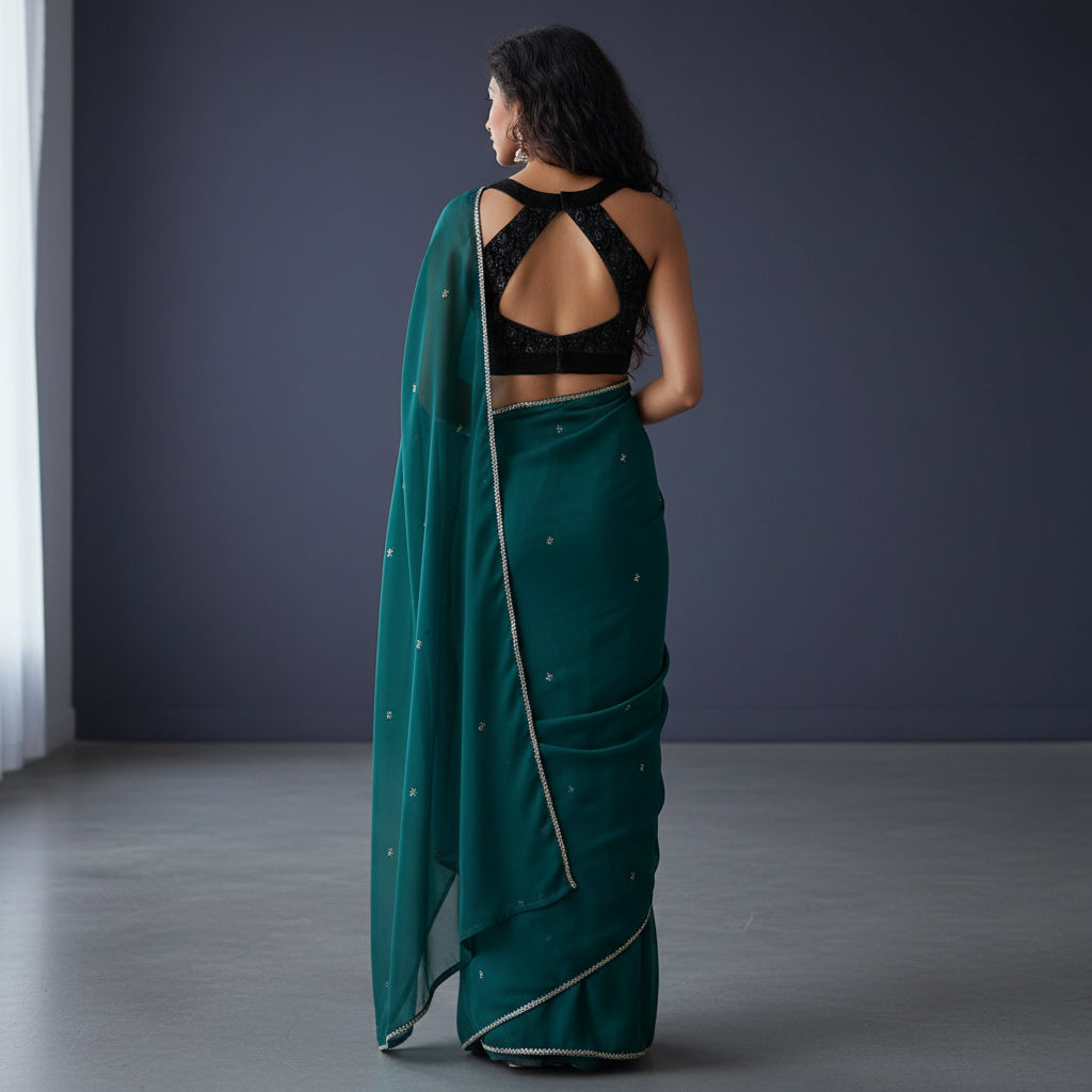 Embroidered Velvet Blouse