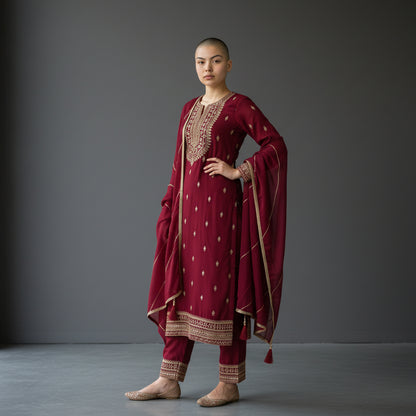 Silk Blend Sleeveless Kurta Set