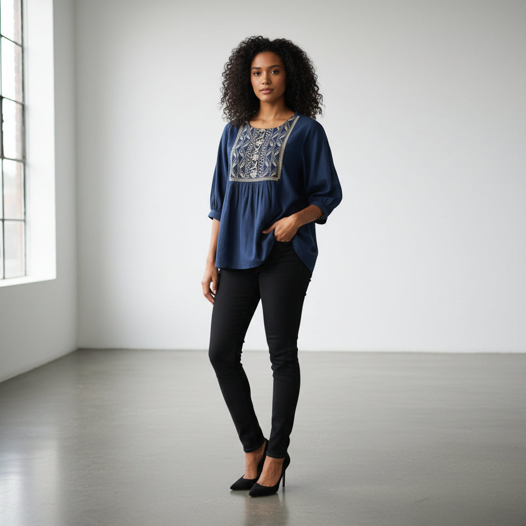 Thread Embroidered Top