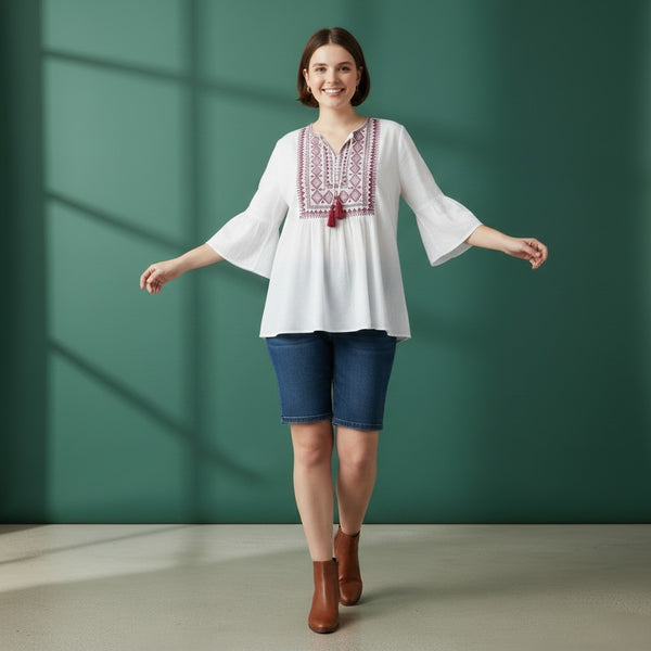 Deep Red Embroidered Tunic