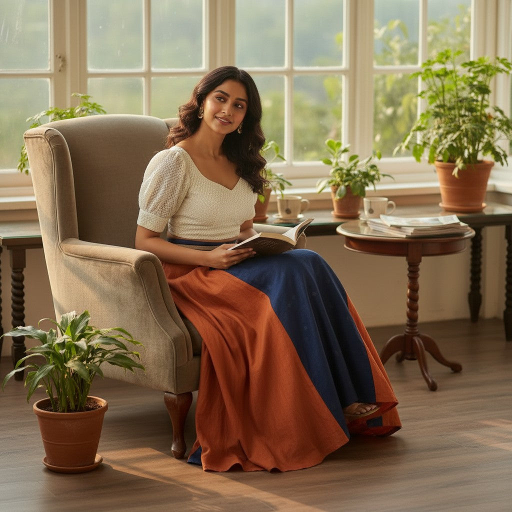 Chikankari-Style Off-White Embroidered Cotton Blouse with Sequins