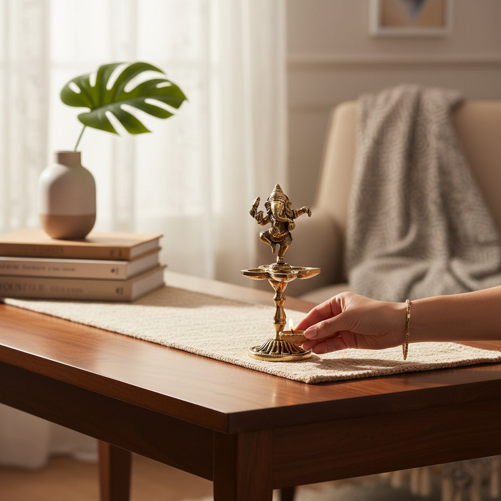 Brass Ganesha Aarti Stand