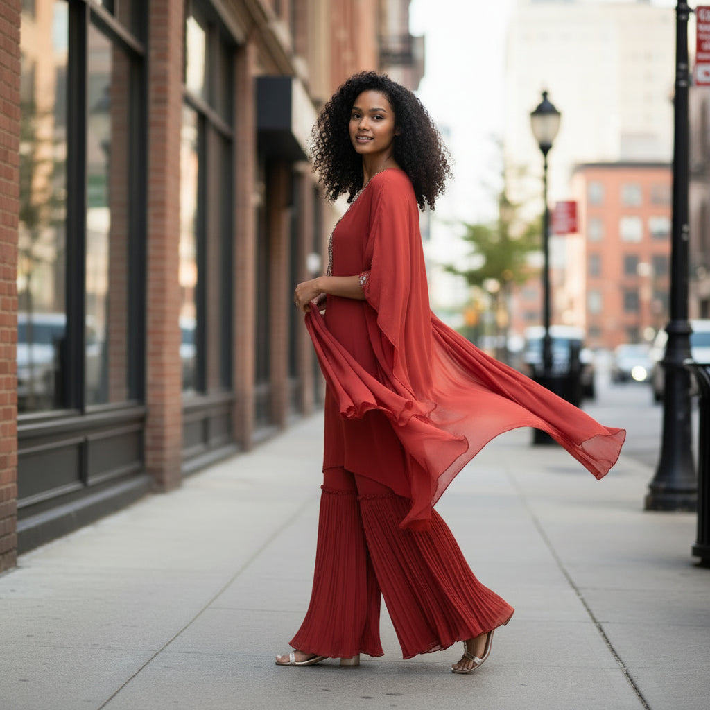 Georgette Crepe Sharara Set