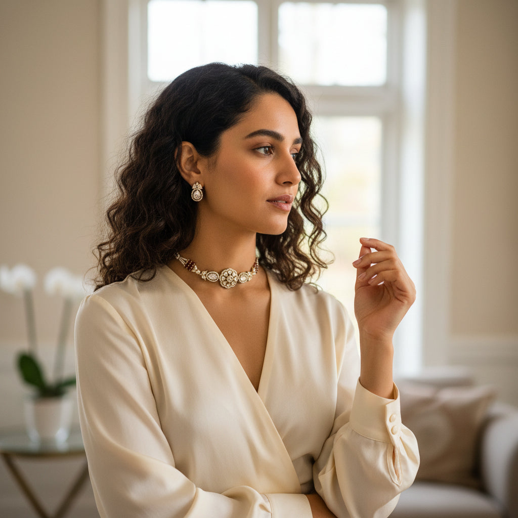 Gold Plated Floral Motif Jewelry