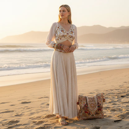 Organza Chiffon Crop Top Set