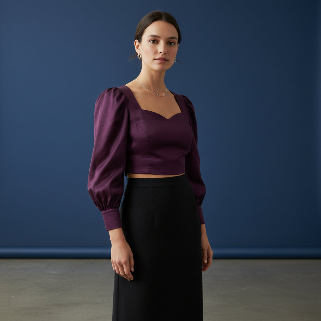 Sheer Organza Sweetheart Blouse