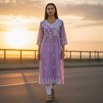 Pure Cotton Chikankari Print Kurta