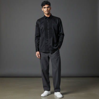 Cotton-Polyester Shirt Black Tuxedo