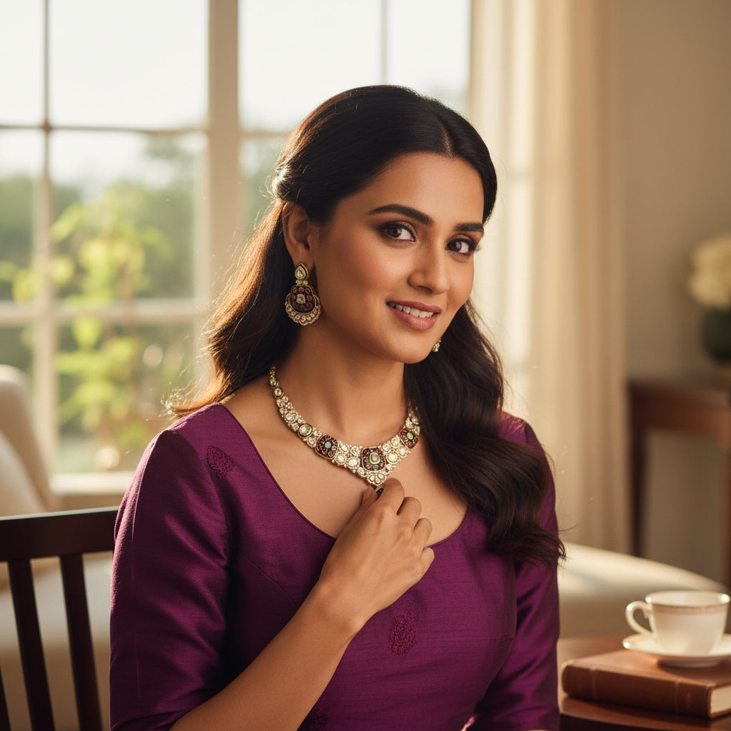 Gold Plated Choker with V Drop