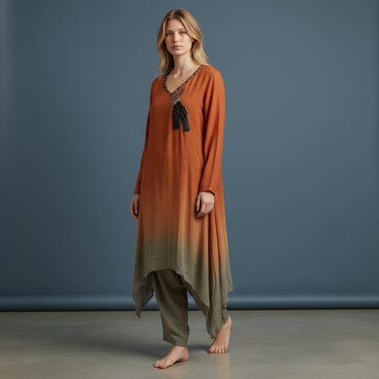 Chiffon Georgette Ombre Tunic Set