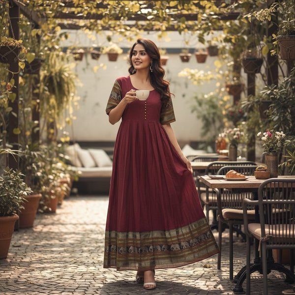 Long Dress with Elephant Border