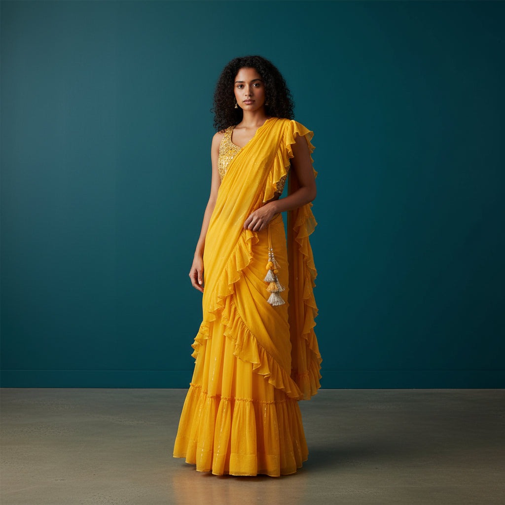 Georgette Ruffled Crop Top