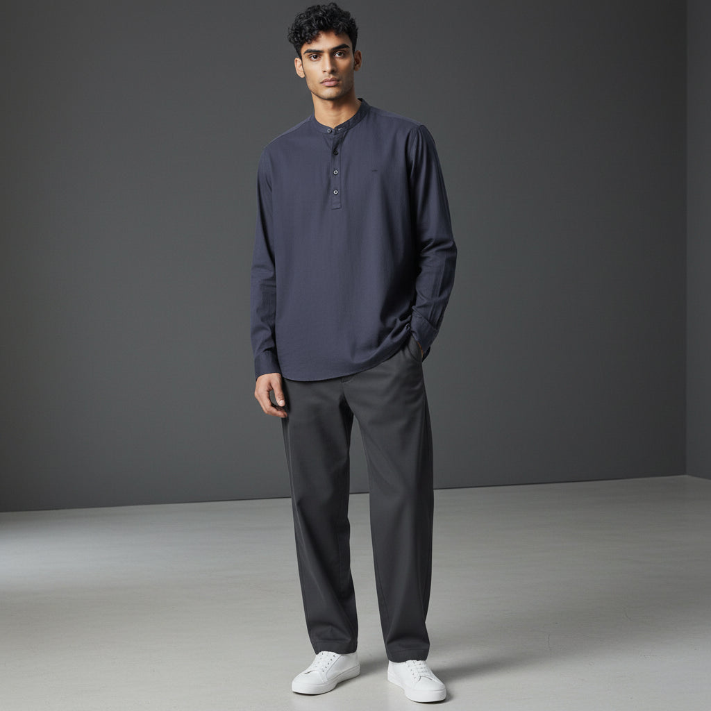 Funky Men's Long-Sleeve Half Kurta