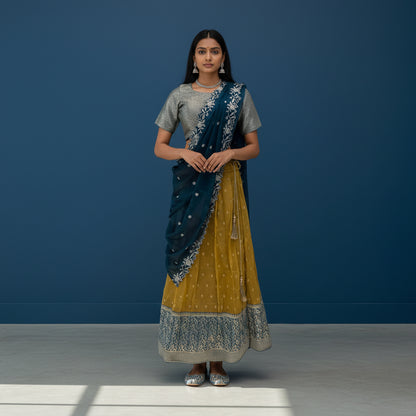 Woven Silk Lehenga Fine Draping