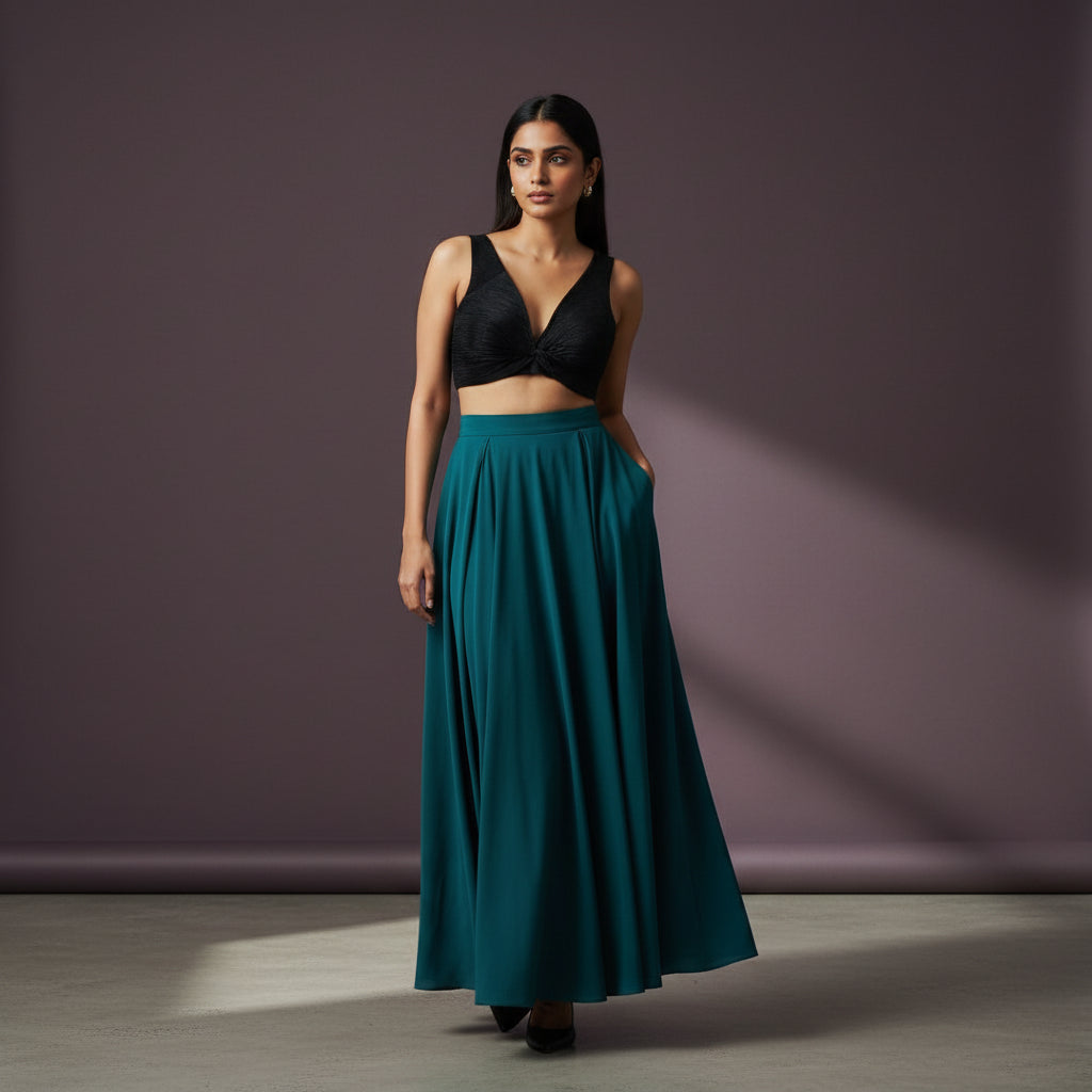 Crushed Silk Textured Pleated Designer Blouse