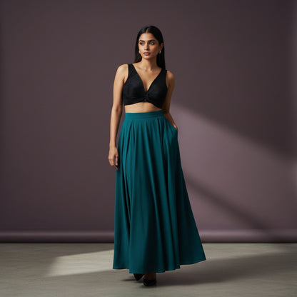 Crushed Silk Textured Pleated Designer Blouse