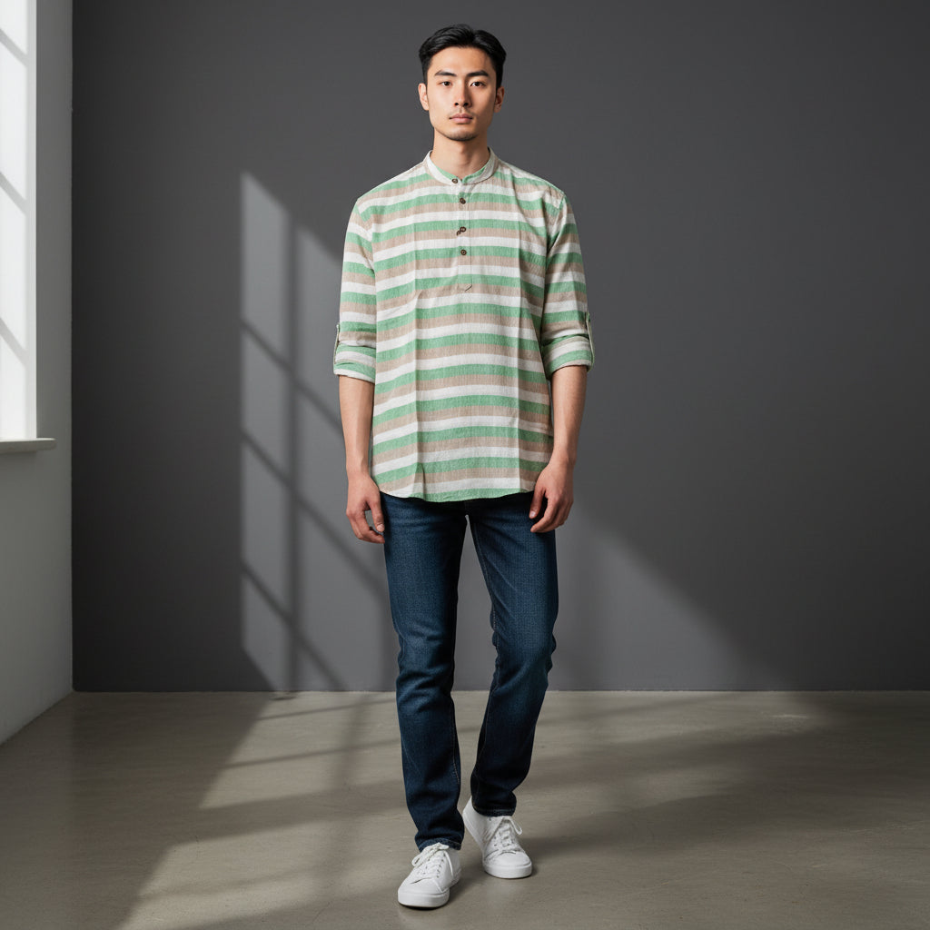 Linen Cotton Half Kurta Breathable Comfort