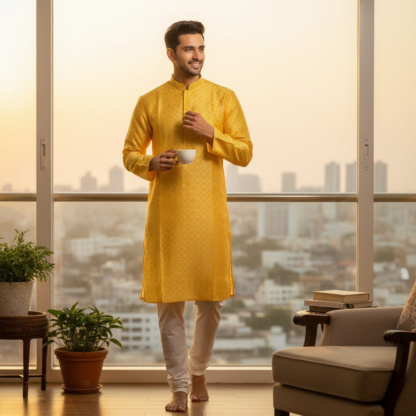 Mustard yellow traditional kurta