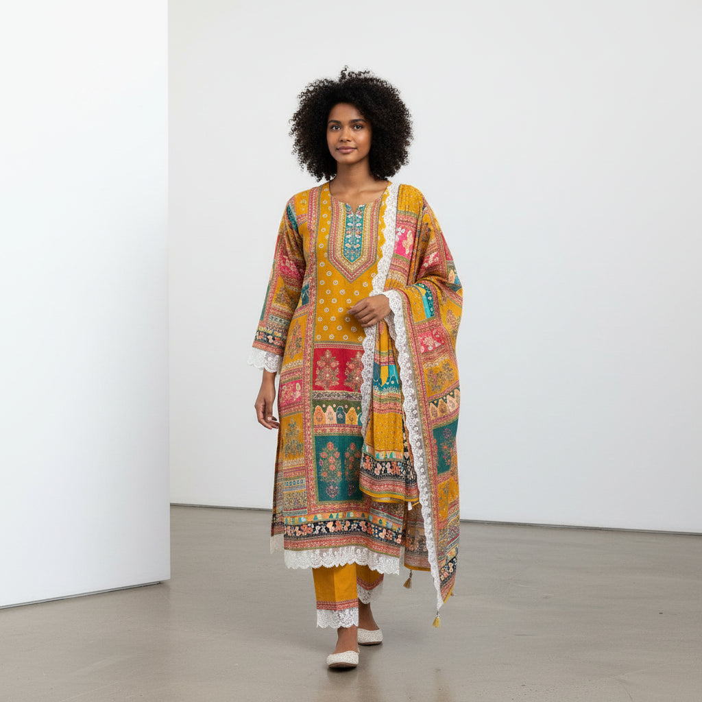 Multi Color Floral Ethnic Inspired Kurta set
