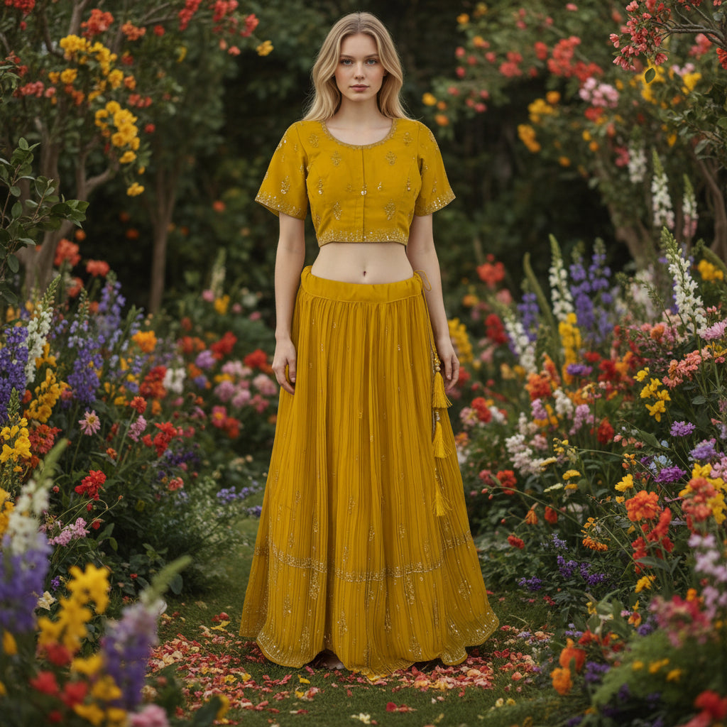 Silk Lehenga Mustard Yellow